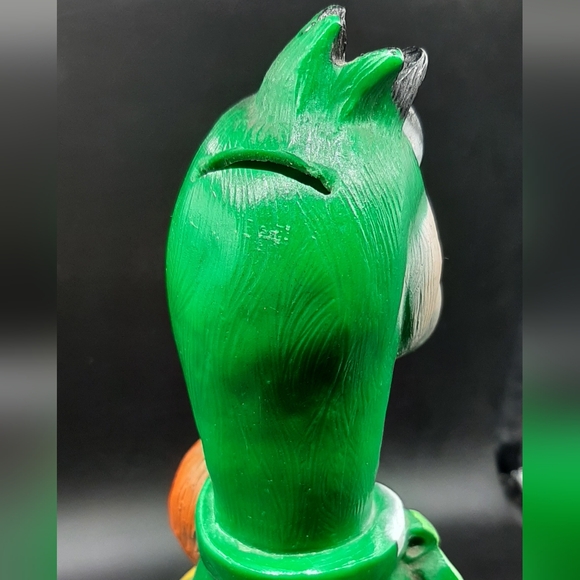 Vtg 1971 Hanna Barbera Flinstones Green Dino-Pebbles Novelty Molded Piggy Bank - Picture 6 of 9